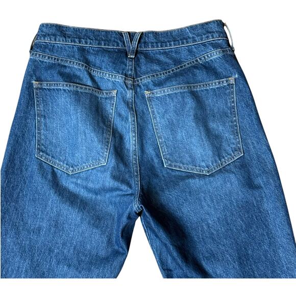 Veronica Beard Blue Denim Keane Raw Long Straight Leg Split Hem High Rise Size30 - Picture 9 of 12